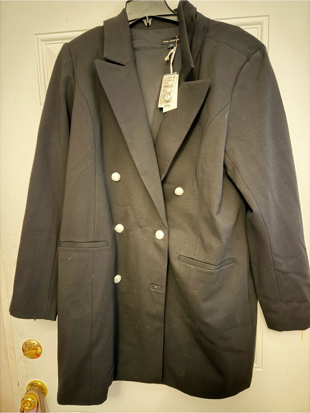 Double-Breasted Black Women's Coat Dress - Good American